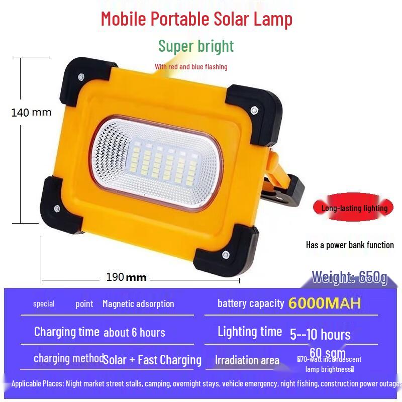 Přenosné LED nouzové světlo dobíjené solárně