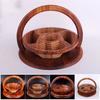 Wood Fruit Basket with Heart-Shaped Partition Hand-Carved Decorative Serving Tray for Fruits Nuts Snacks Multifunctional Home Decor