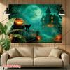 1 Piece of 2D Flat Surface. Halloween Haunted House Scene Photography Background, Polyester Fabric, for Home Use.