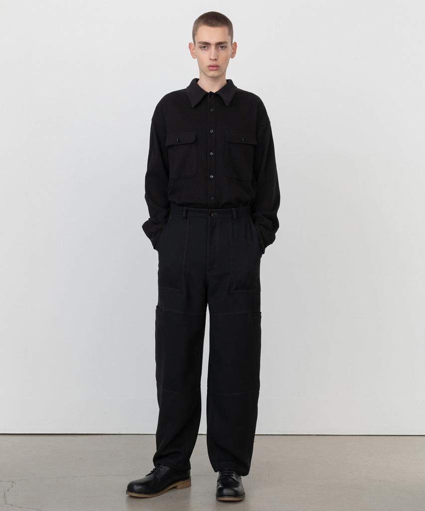 INSILENCE Wool Double Cloth Balloon Fit Pants Black