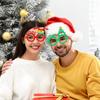 Christmas Colorful Party Glasses Featuring Merry Red Reindeer And Joyful Green Designs Tree