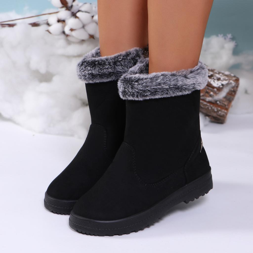 Women's Winter Platform Snow Boots Non-Slip Ankle Booties With Faux Fur Lining Faux Suede Walking Warm Comfortable Mid-Calf Boots Shoes for Women