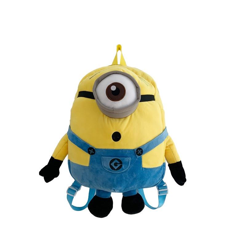 Large Capacity Plush Minion Backpack For Girls Cute Cartoon School Bag