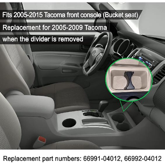 JDMCAR Car Cup Holder Erts Replacement For Toyota Tacoma 2005 To 2015, Durable Cup Holder Erts Drink Holder Accessories 66991-04012,66992-04012,