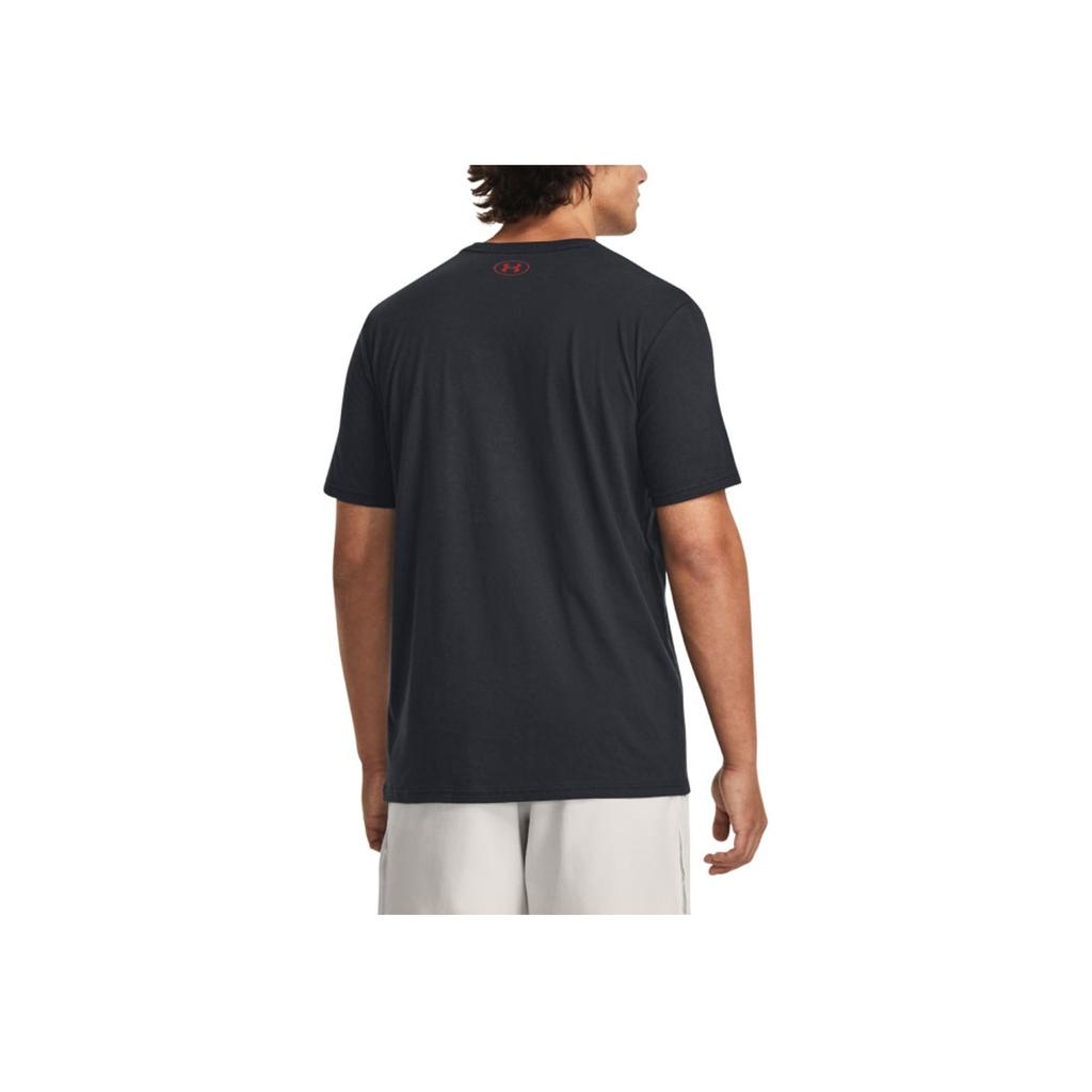 Under Armour Johnson Series Letter Logo Printed Training T-Shirt Men Tops Black 1379837-001