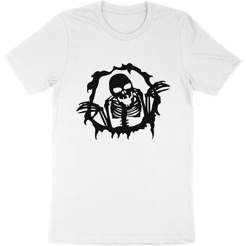 Skeleton Body Rip Skull Bones Spooky Creepy Horror Halloween Costume T-Shirt Tee S разноцветный