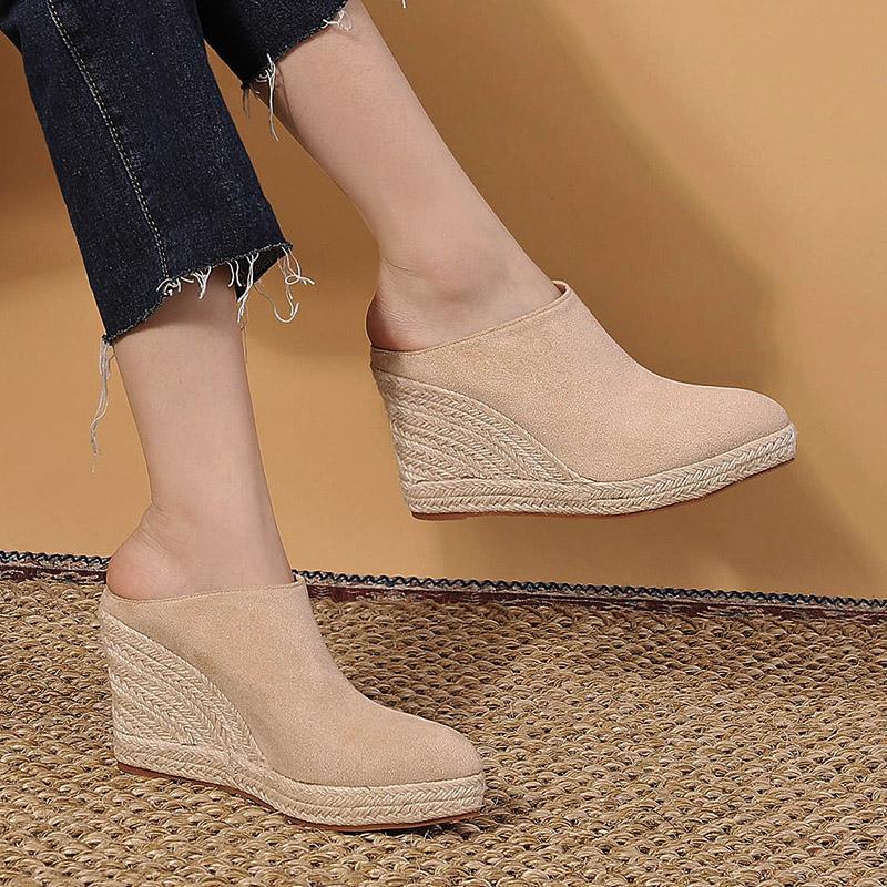  Wedges Mules Shoes Women High Heel Pumps Slipper Sandals Platform Casual Outdoor Comfortable Pumps Pointed Toe Shoes