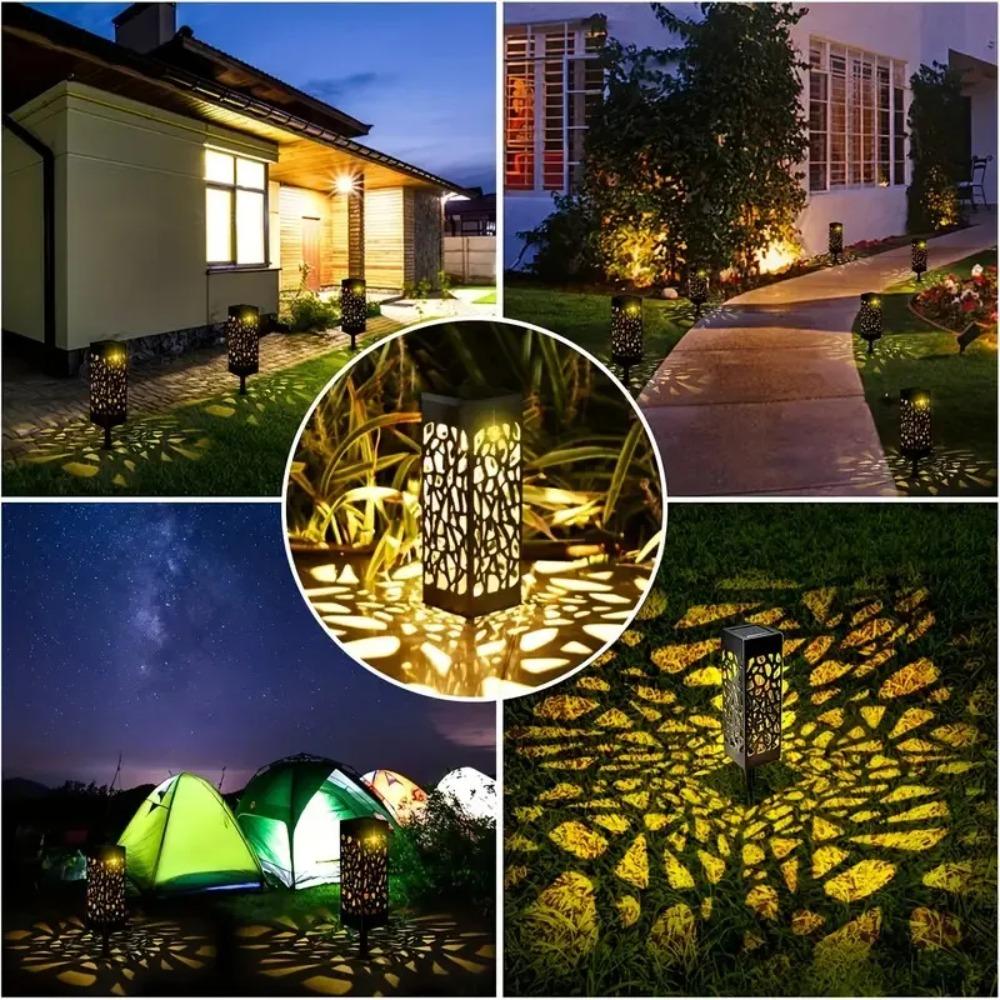 6Pcs Solar Outdoor Garden Light LED Hollow Carved Path Landscape Lawn Light For Garden Courtyard Terrace And Sidewalk Lighting