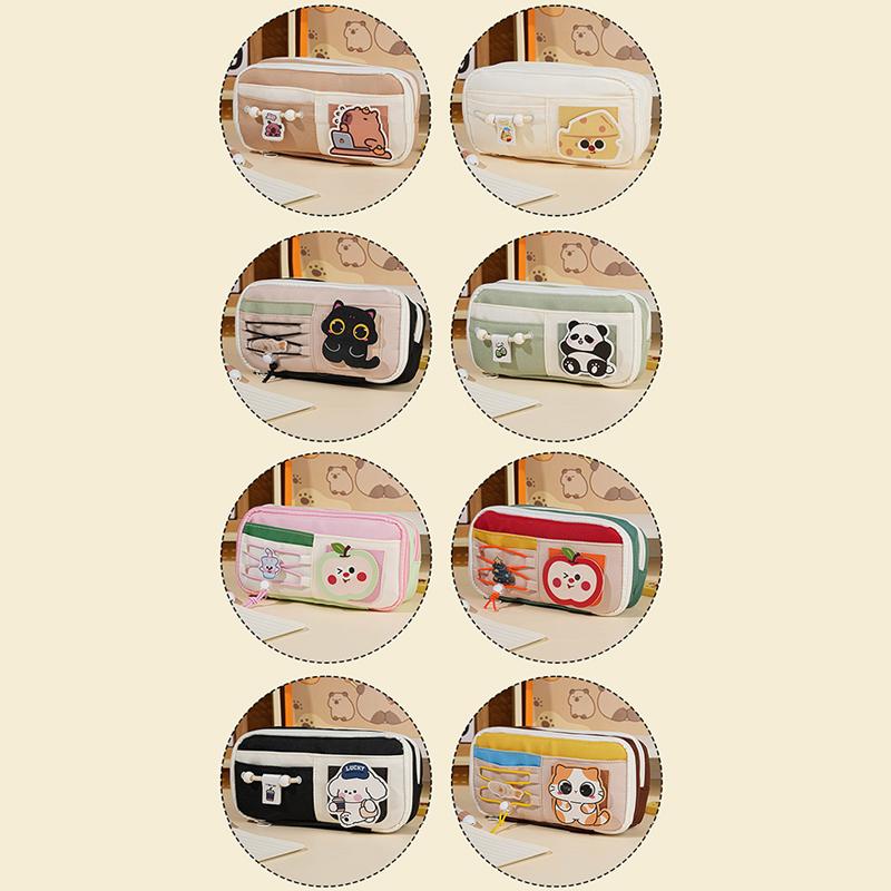 Panda Pencil Bag Green Multi-Layer Large Capacity Pensil Case Cute Cartoon Pen Holder Stationery School Supplies Gift Organizer
