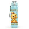 1PC Yellow Chick Letter Design 750ml Color Plastic Sports Water Bottle Leakproof Flip Straw Lid Suitable for Sports Office Home Use