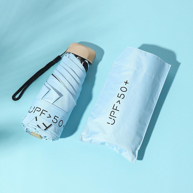 Ultra-Light Five-Fold Umbrella: UV Protection Sunscreen, Anti-Ultraviolet, Rain or Shine, Folding Black Glue Sunshade.