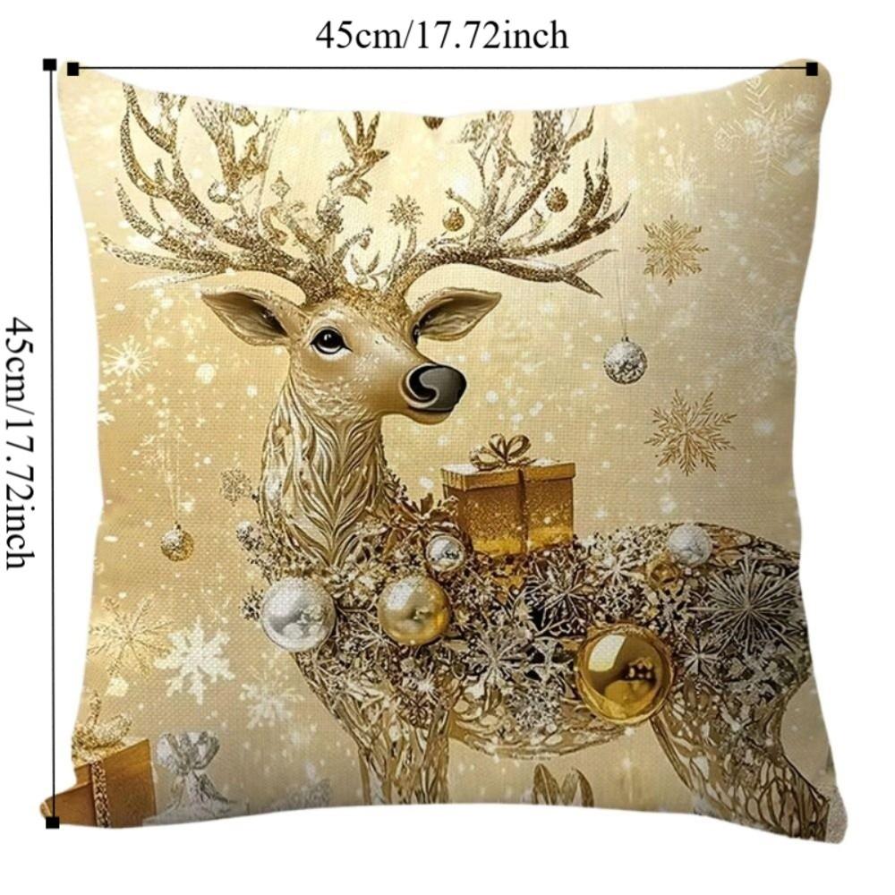 1PC Santa Claus Elk Christmas Pillow Cover Flax Xmas Tree Pillowcase Cushion Slipcover  Sofa Decor