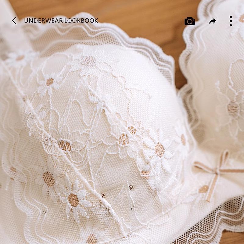 Sexy Dessous-Set aus Spitze für Damen: Atmungsaktiver, Verstellbarer, Anti-Hänge-BH mit Dünnen Hohlkörbchen