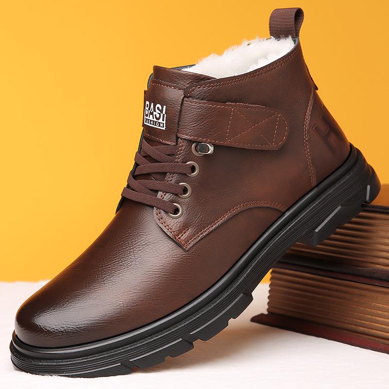 2024 Autumn/Winter Men's Plus-Velvet Warm Leather Martin Snow Boots