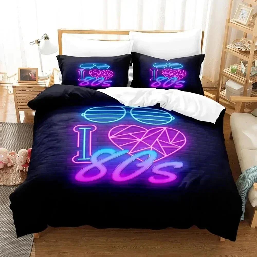 TV Series I Love The 80s Logo Bedding Set Duvet Cover Soft Quilt Cover Pillowcase Comforter King Queen Size For Boys Adult Size