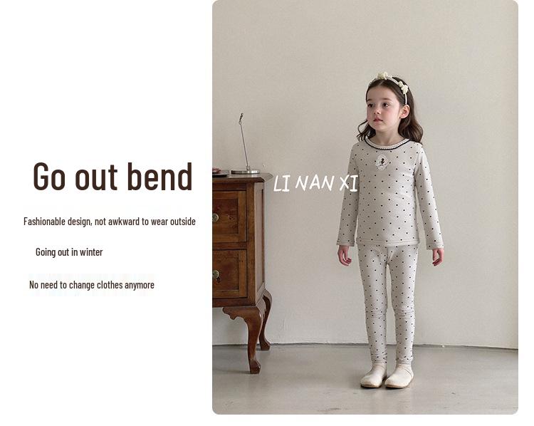 Girls' 2025 Winter Pajama Set: Korean-Style Floral, Fleece-Lined, Comfortable Home Wear