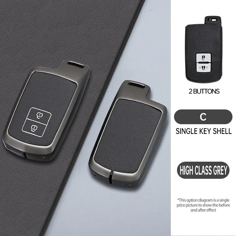 Zinc Alloy Leather Car Key Case Keychain Suitable for Toyota Camry Corolla Avalon Rav4 Land Cruiser Smart Key Case 2/3/4 Buttons