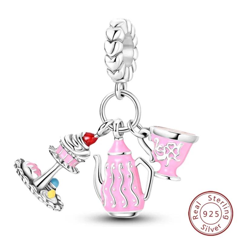 100% Copper Fashion Pink Princess Skirt Bag Lipstick Charms Beads Fit Original Bracelets Diy Jewelry Gifts