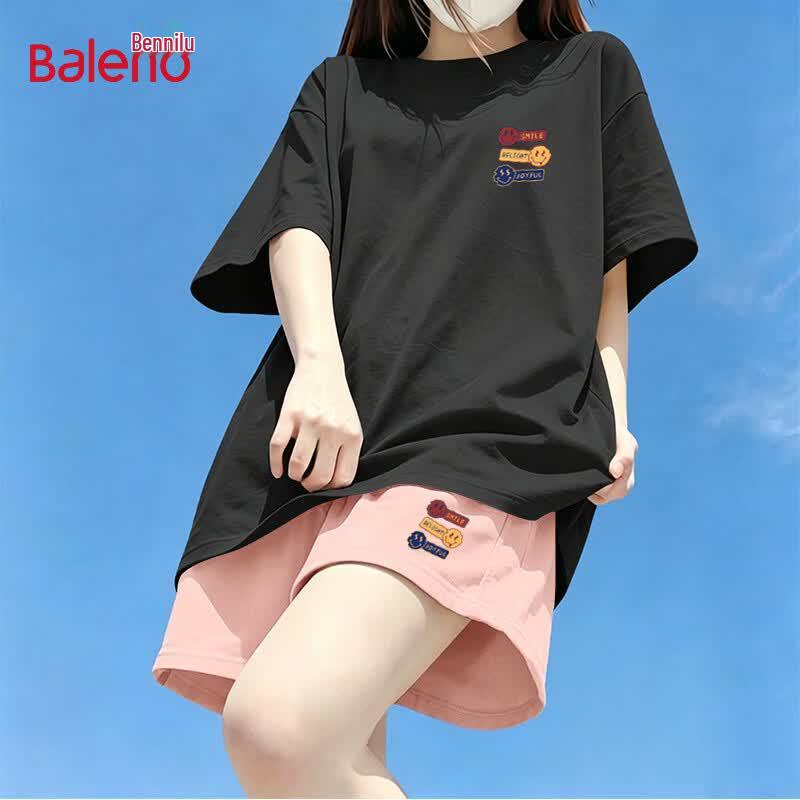 Baleno Women s Cotton T-shirt & Shorts Set - BNL Three Smiles L