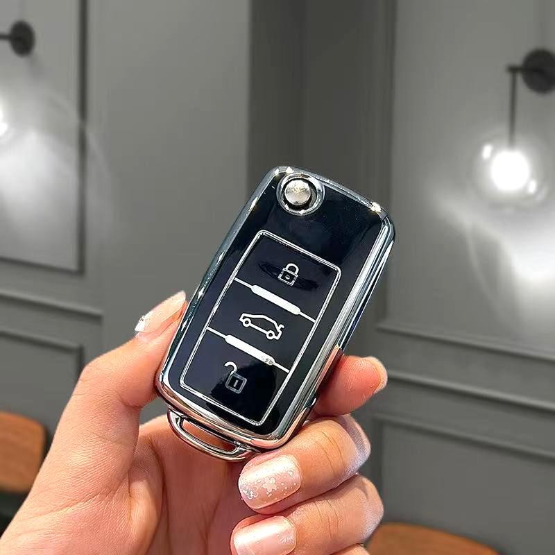 Fashion Tpu Auto Keyless Protector Car Key Fob Case Cover For Vw Tiguan Beetle Eos Jetta Golf Up Polo T5 Caddy Keychain