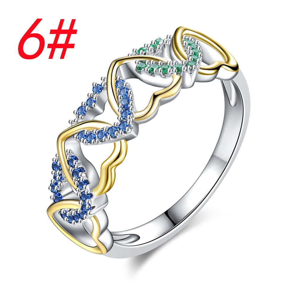 Two-Tone Heart-Shaped Zircon Ring - Women's Light Luxury Fashion Design