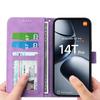 DIERFENG DF-03 For Xiaomi 14T Pro Leather Case Lines Imprint Wallet Phone Cover