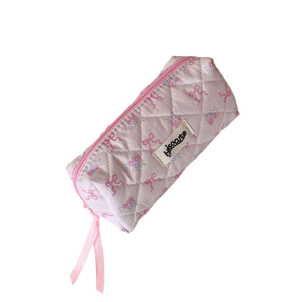 Korean Styles Pencil Case Simple Pencil Bag Sweet Bows Pen Case Makeup Bag Pen Pouch Aesthetic Pen Bag Pencil Organisers