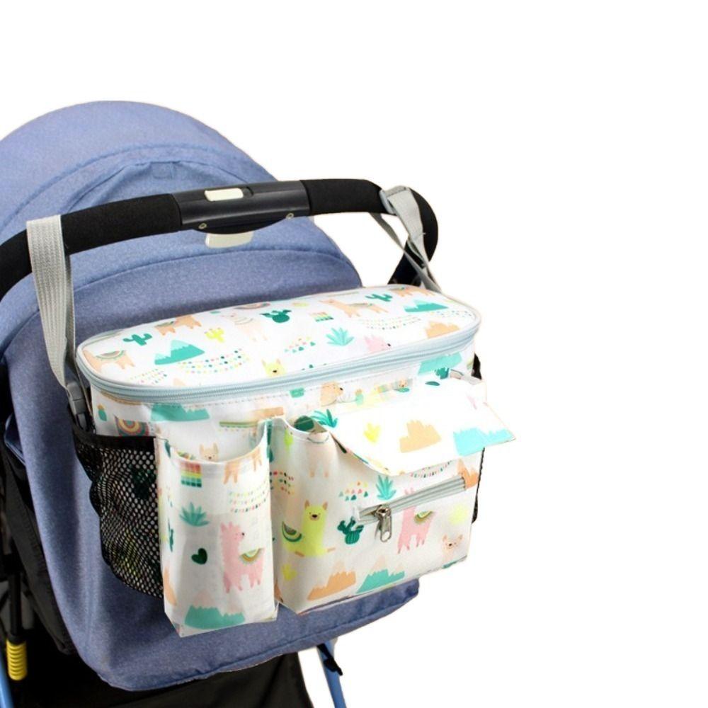 Large Capacity Cartoon Stroller Organizer Printed Hanging Carriage Bag Baby Stroller Bag  Travel