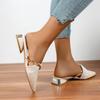 Fashion Women's Low-heeled Sandals Fashion Pointed Shallow Mouth Metal Decoration Soft Soled Slip-resistant Wear Slippers