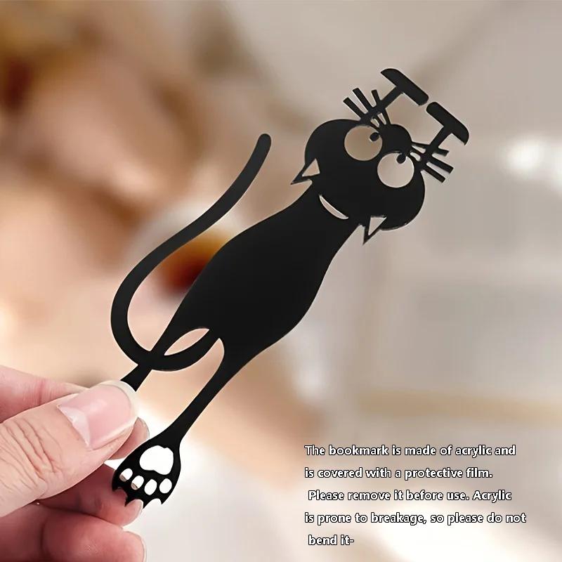 1-5pcs Acrylic hollowed-out bookmarks, creative hollowed-out black kitten hanging bookmarks, perfect gifts for reading lovers