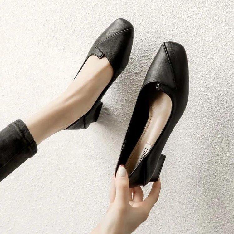 Thick Heels, Not Tired Feet, Single Shoes, Women's Work Shoes, One Shoe, Two Wear Mother Women's Shoes, Soft Soles, Soft Leather, Not Grinding