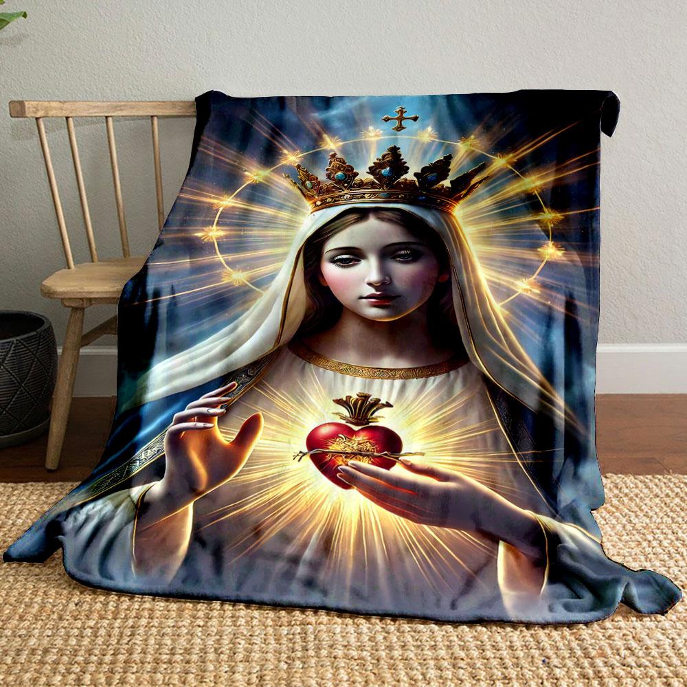 

Sacred Heart Virgin Mary Blanket Printed Blanket for Living Room Bed Couch lunch break Soft Cozy Blanket for Friend s festival Gift 80cm x 120cm