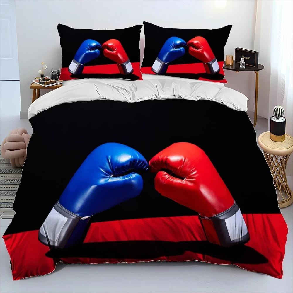 3D boxerské rukavice, boxerská bojová paplónová súprava, obliečka na perinu, obliečka na vankúš, posteľná súprava veľkosti King a Queen pre dospelých