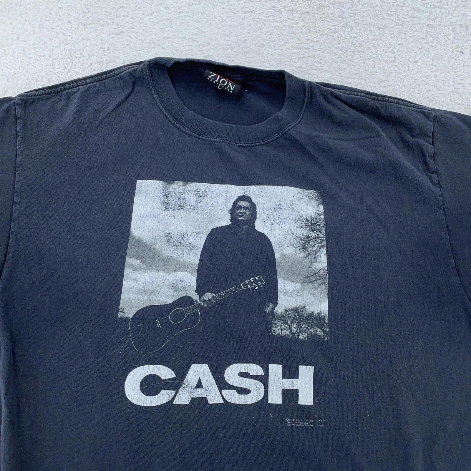 Vintage Johnny Cash Faded T-Shirt Mens Large Black Zion Music Band Country Rock M