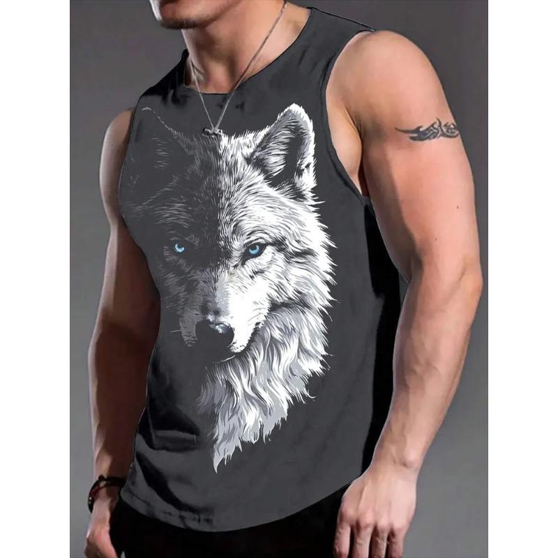 Camiseta sin mangas de verano con cuello redondo y estampado de animales en 3D para hombre, moda casual