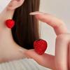 1Pair Rhinestone Strawberry Earrings Temperament Delicate Fruit Pendant Earrings  for Women