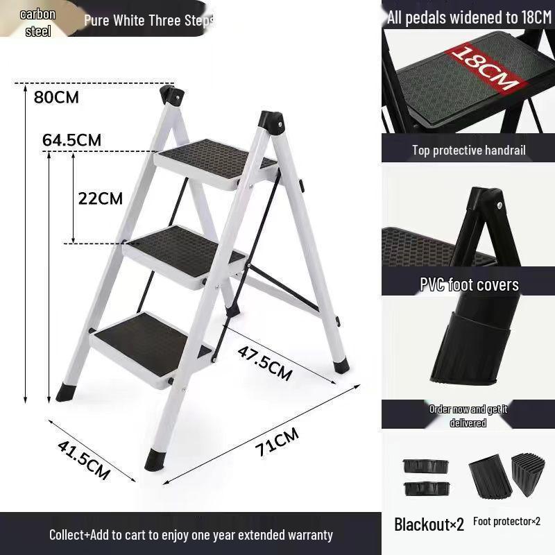 Multifunctional Carbon Steel Folding A-Frame Ladder for Indoor Use