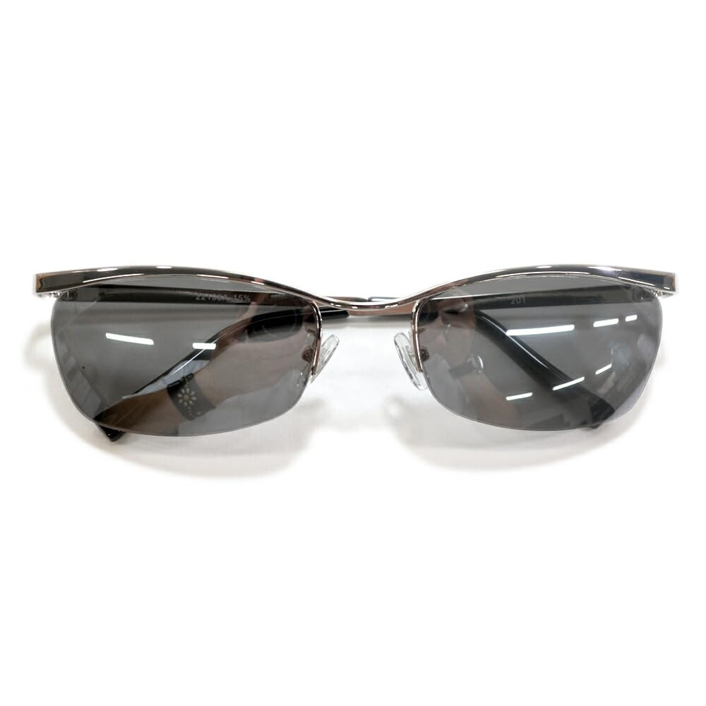 

[MERRY PLEASURE] Sunglasses, Fashion Glasses, Men s & Women s, Half-Rim, Browline, Bold, A bit of a tough guy look, Light-colored lenses, Silver,