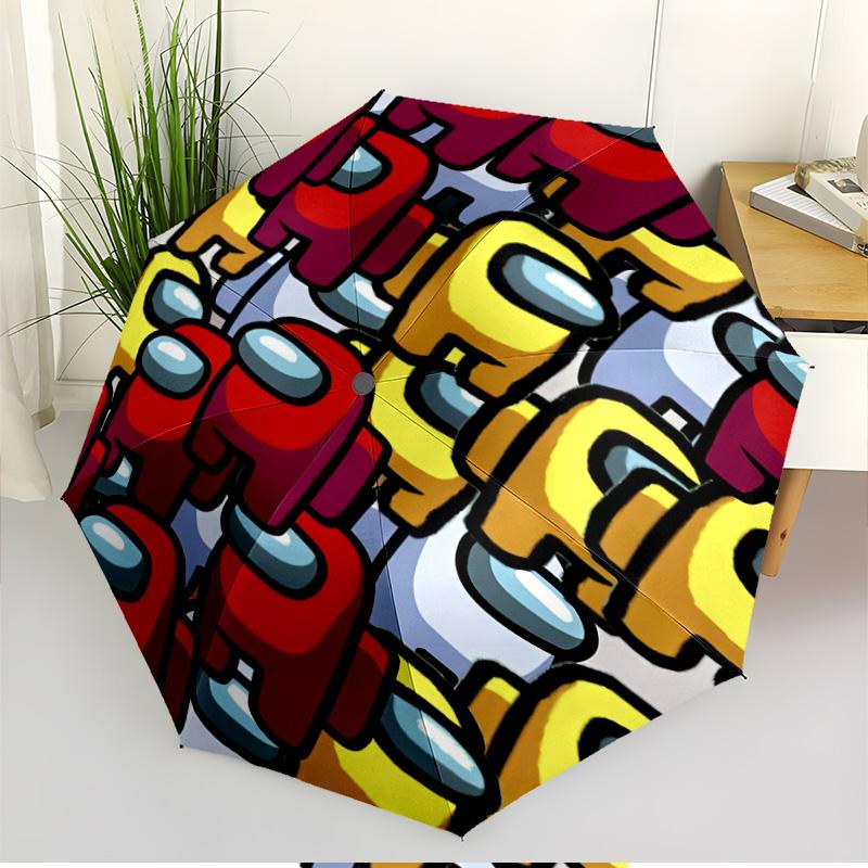 Among Us Print Automatic Open Close Umbrella, Portable Foldable Umbrella, for Outdoor Commute Camping Trip, Ideal Birthday Gift