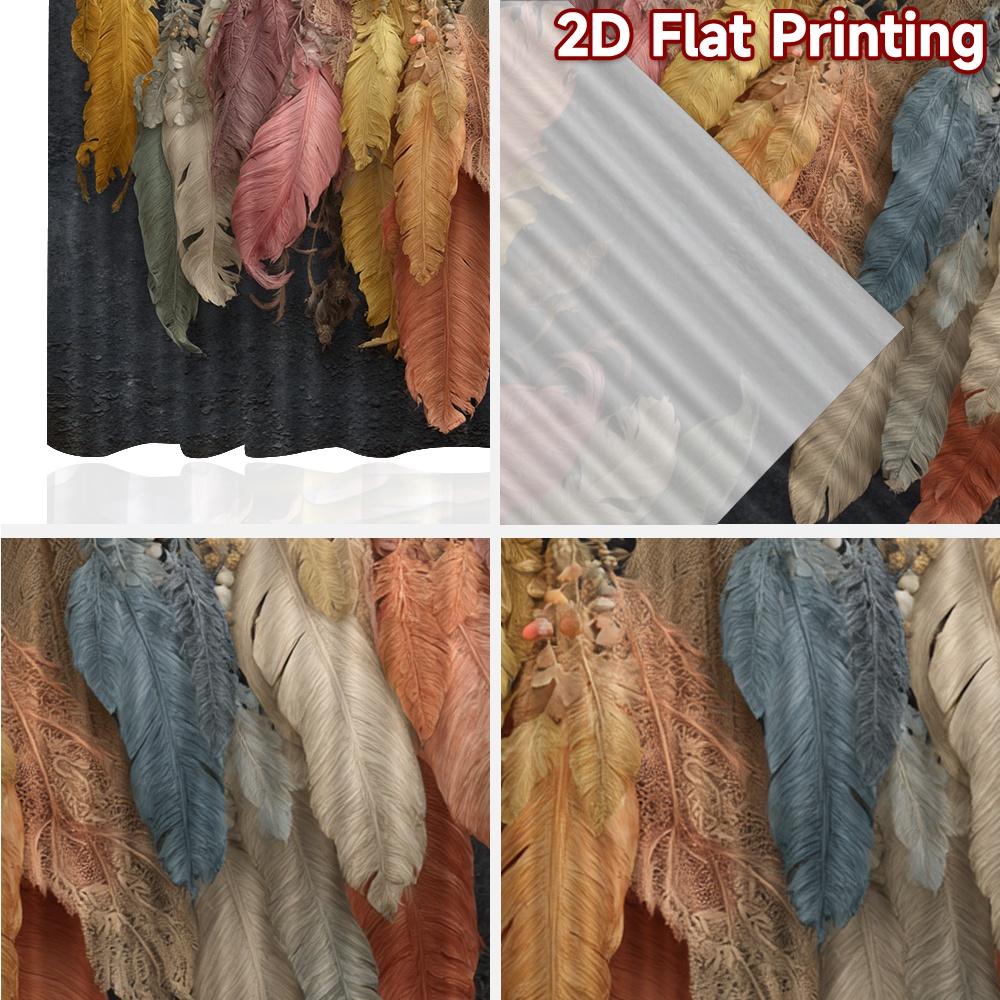 2D FLAT PRINTING 2pcs Curtains (Without Rod) Colorful Dreamcatchers with Feathers Modern Creative Curtains Polyester Curtains