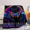 1PC Custom Name Skull Warrior Artwork Patterned Flannel Blanket Suitable For All Seasons for Home Decor Warmth and Comfort Gifts Holiday Present_lx