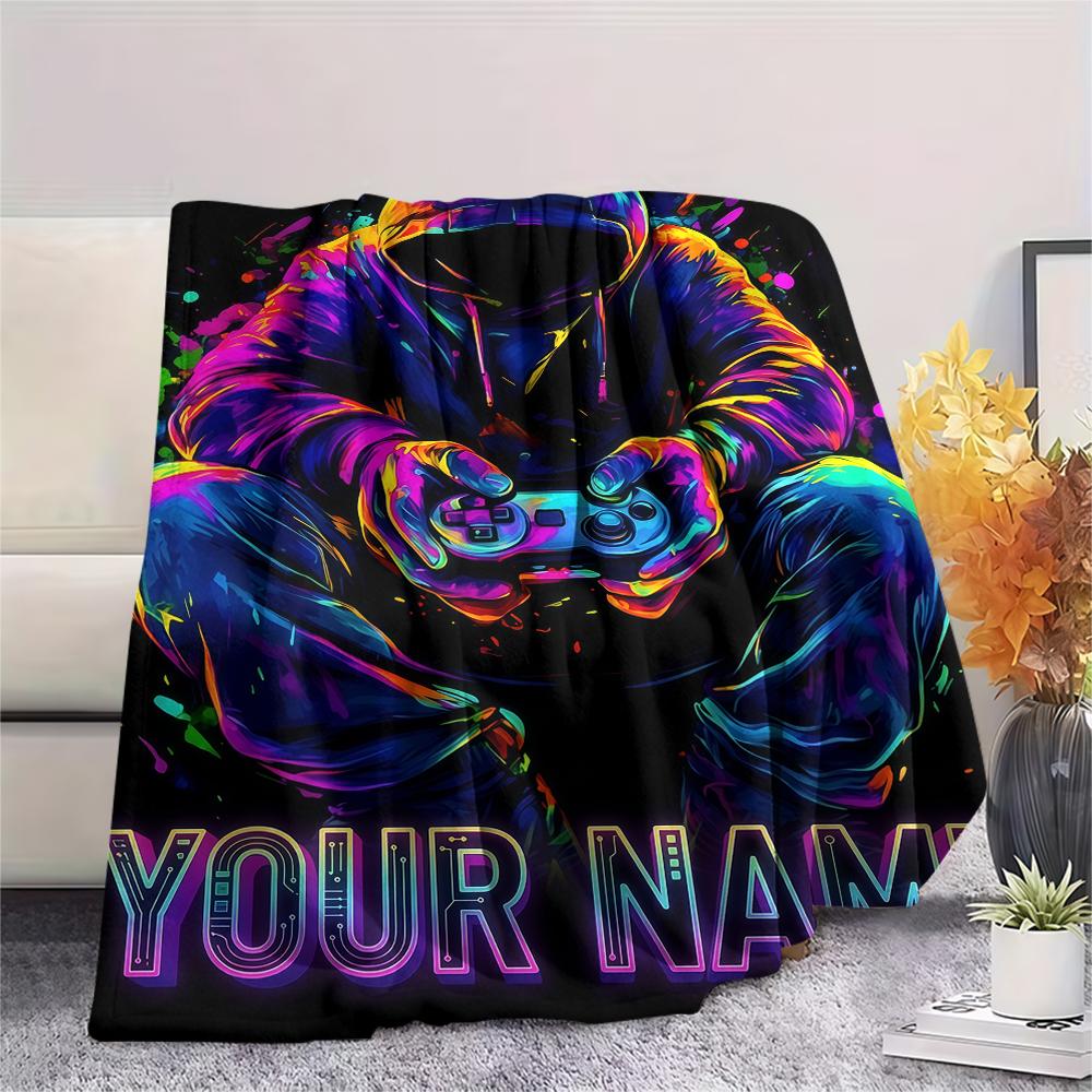 1PC Custom Name Skull Warrior Artwork Patterned Flannel Blanket Suitable For All Seasons for Home Decor Warmth and Comfort Gifts Holiday Present_lx