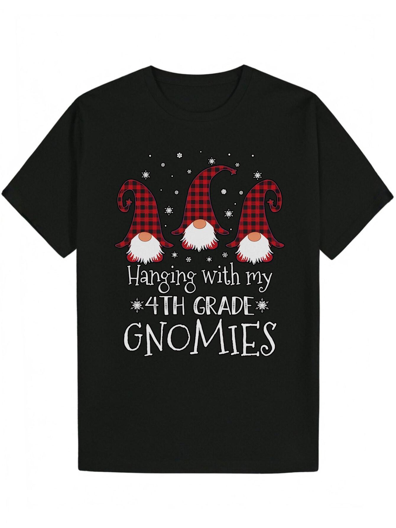4th Grade Gnome Graphic T-shirt - Casual Crew Neck XL