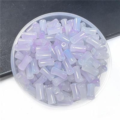 Chinese Bamboo Joint Imitation Jade Glass Beads, 6x12mm, for DIY Handmade Bracelet/Necklace Accessories
