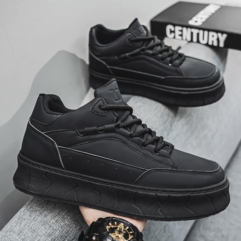 

Men s shoes autumn and winter tide brand versatile casual thick baseplate shoes leather surface increase work wear-resistant non-slip Zhongbang shoes 44