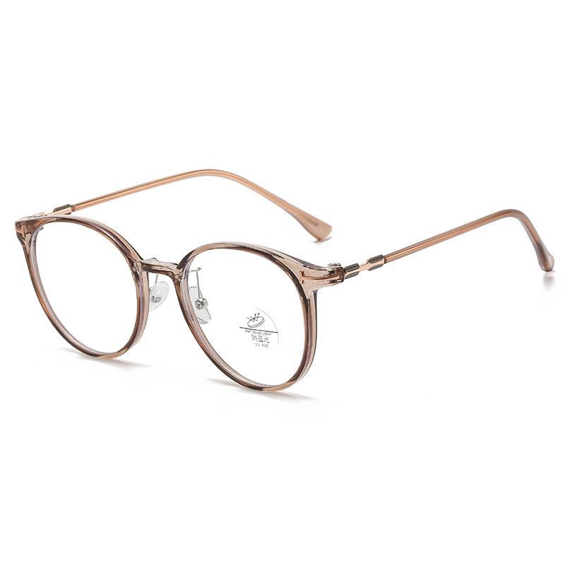 Korean Style Anti-Blue Light Round Frame Glasses for Women - Non-Prescription, Compatible with Myopia Lenses