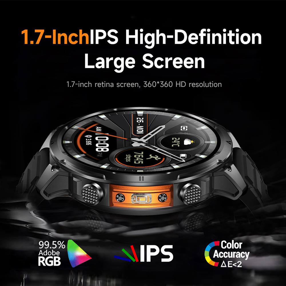 New Men GPS Smartwatch 1.7" HD Screen Military Call IP68 Waterproof 100 Sport Modes Smart Watch with 720mAh Large Battery