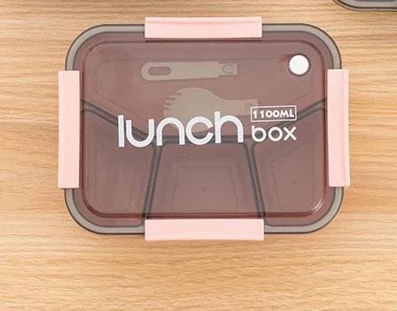 800/1100ml Plastica Porta Pranzo a Scomparti Microonde Sicuro Porta Bento con Posate Contenitore per Alimenti per Studente Lavoratore Stoviglie