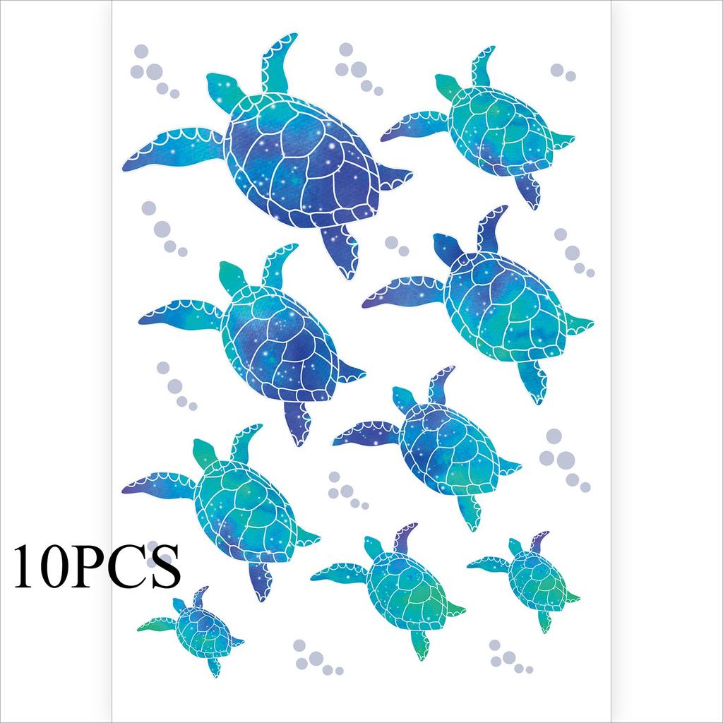 10PCS.Cute Sea Turtle PVC Waterproof Wall Decals, Suitable for Bathroom, Home, Office & Kindergarten, Easy To Apply & Remove