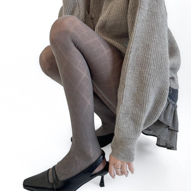 Pantyhose Women Rhombus Jacquard Stockings Black Tights Sexy Lingerie Female Hosiery Thigh High Stockings Pantyhose Women Tights